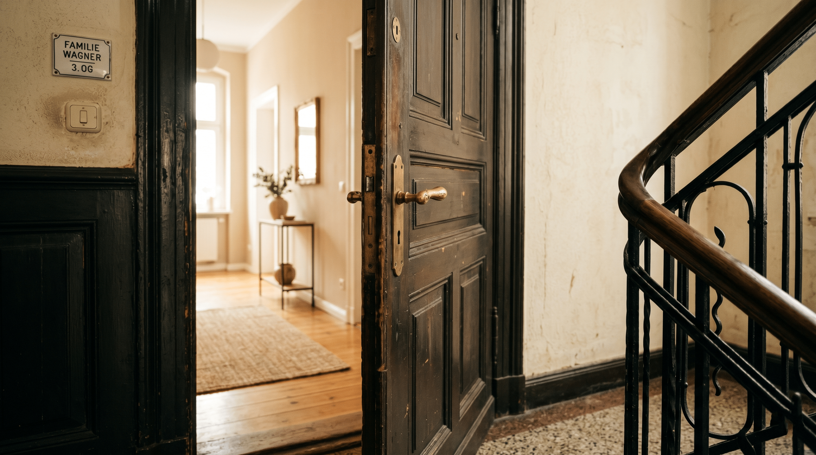 Leicht geöffnete Wohnungstür in Berlin
